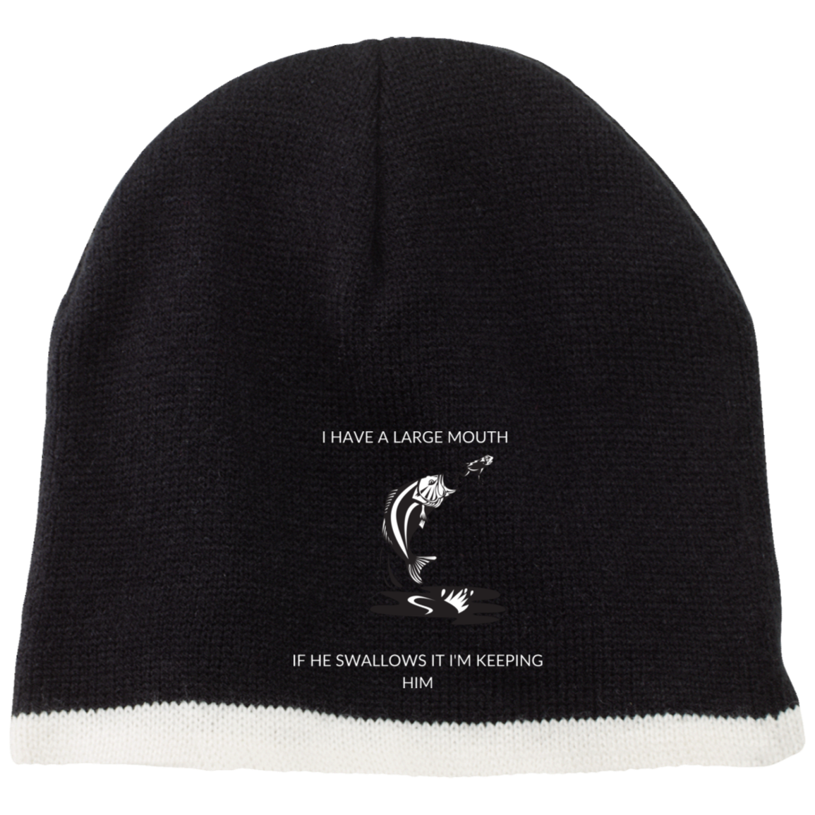 I HAVE A LARGE MOUTH (1) CP91 Embroidered 100% Acrylic Beanie