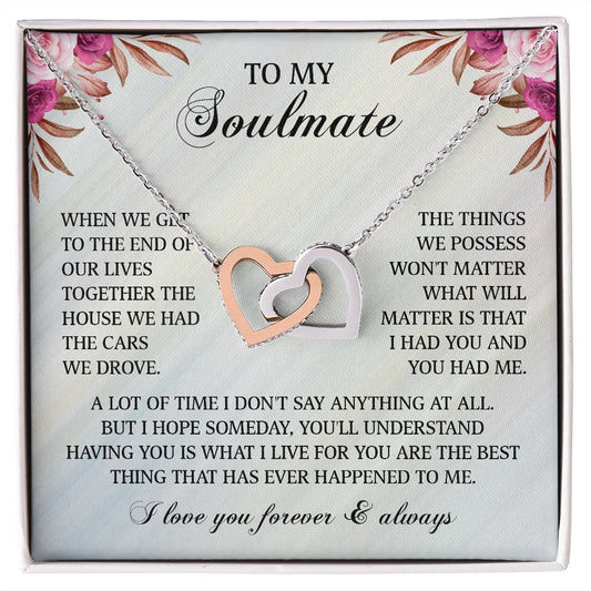Interlocking Hearts Necklace To My Soulmate