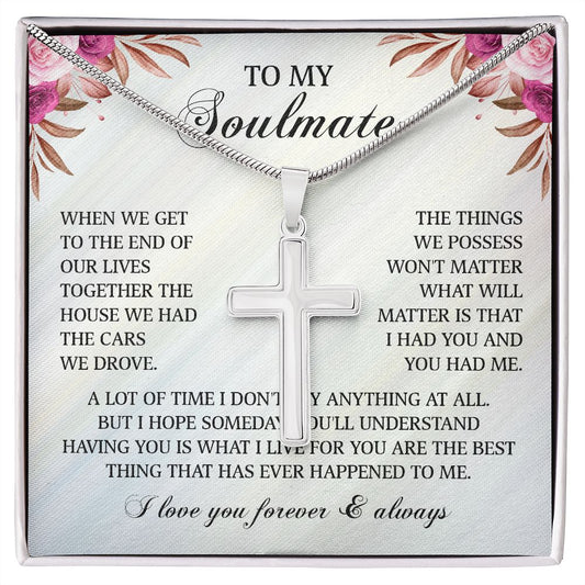 Stainless Steel Cross w/ MC To My Soulmate